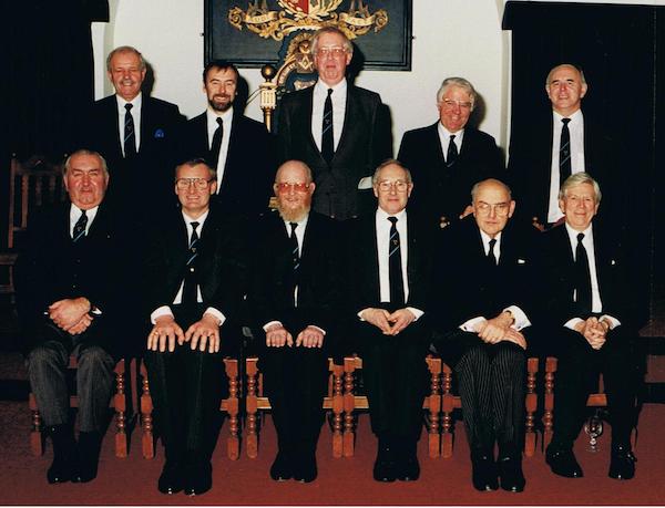 Lodge brethren at dedication ceremony 1995